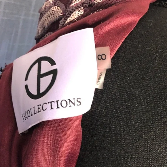 JS Collection Burgundy Floral Sequin Sleeveless Dress size 8 - Picture 13 of 16